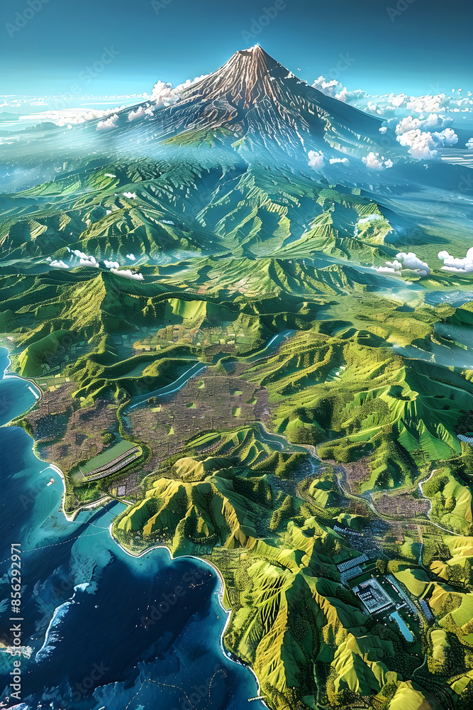 Comprehensive Geographic and Urban Layout Map of Java Island with Major ...