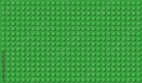 Green Plastic Toy Baseplate Vector Background With Grid of Circular Studs, Wide Banner 16x9 Backdrop