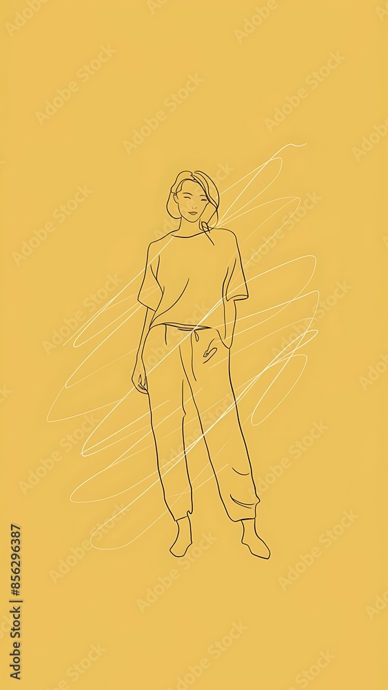 Yellow Minimalist Line Art Women Illustration Yellow Minimalist Line Art Women Illustration