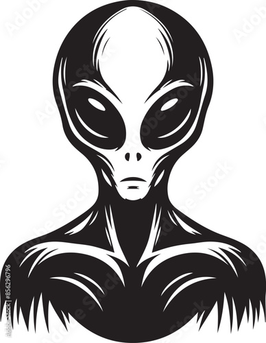 black and white portrait of a the alien person