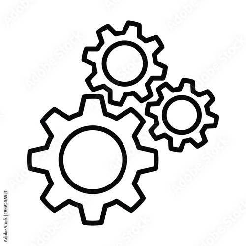 Gear icon, black and white line art