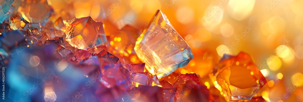 A close up of a bunch of colorful crystals. The colors are bright and vibrant, creating a sense of energy and excitement