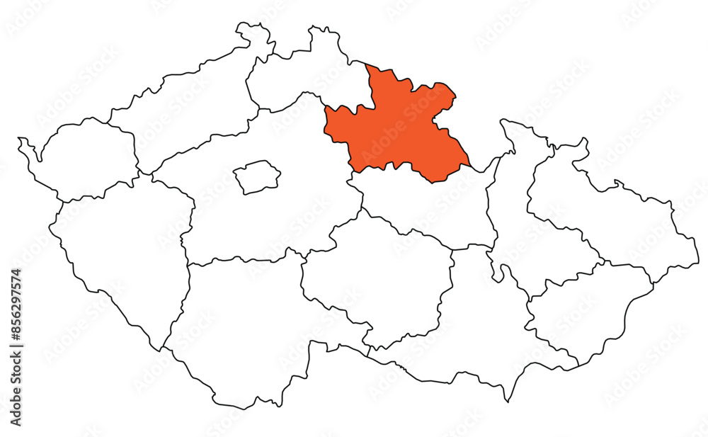 Obraz premium Outline of the map of the region of Czech Republic - Hradec Kralove region