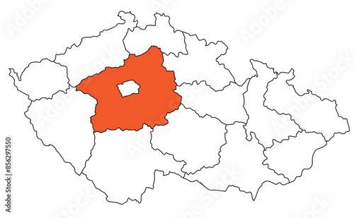 Outline of the map of the region of Czech Republic - Central Bohemian