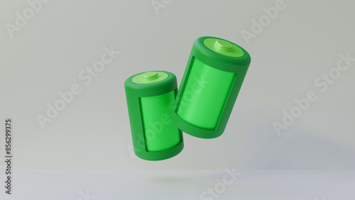 Wallpaper Mural Green ecological battery on white background. Green energy, clean energy or environmental alternative energy concept. Torontodigital.ca