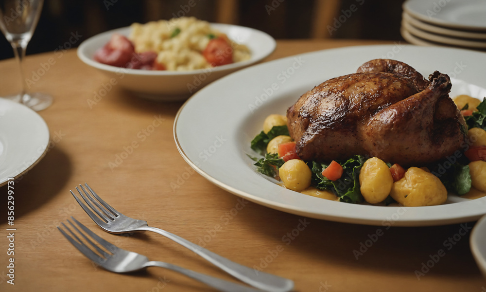 chicken with vegetables in a plate chicken with vegetables in a plate