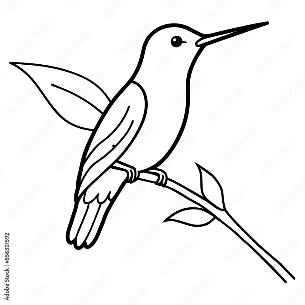 Obraz premium Charming Hummingbird Perched on a Branch: Nature's Tiny Marvel