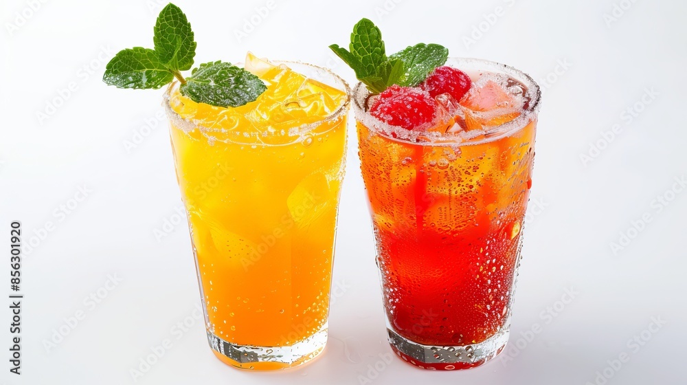 These are both carbonated drinks. Cream soda is sweet and has a creamy flavor like vanilla. Juice is made from fruits and vegetables.