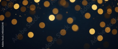 abstract dark blue background with lights and gold particle, holiday golden light shine particles bokeh on navy blue background concept.