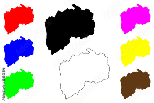 Gurgaon City (Republic of India, Haryana State) map vector illustration, scribble sketch City of Gurugram map