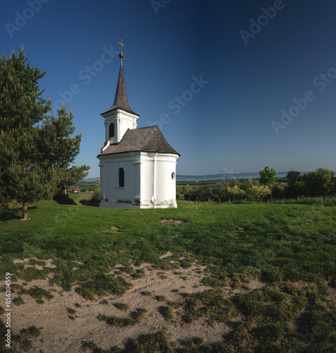 Obraz na płótnie Nice old white chapel at Balatonlelle w salonie