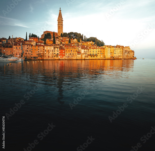 Sunset over the old town of...