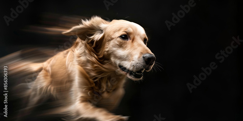 Wallpaper Mural Golden retriever dog running on black background with speed motion blur. Torontodigital.ca