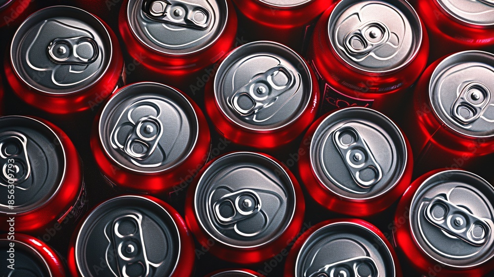 Aluminum cans of soda background. View from above. Aluminum cans of soda background. View from above.