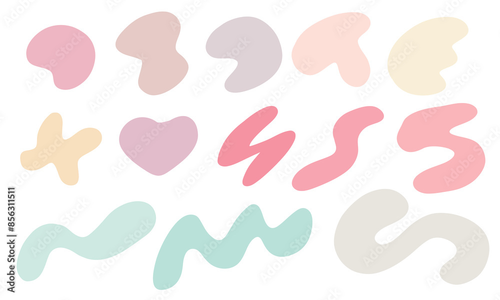 Organic random spot collection. Organic shapes, irregular stone or liquid blobs. Abstract pebble silhouettes, blotch and inkblot. Simple liquid splodge elements water forms. Vector minimal bubble.