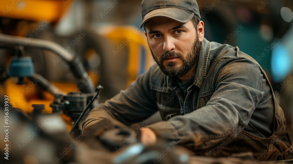 a mechanic working in the workshop a mechanic working in the workshop