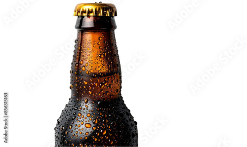 Cold Beer Bottle with Dew Drops Refreshing Beverage for Summer Ideal for Advertising and Print
