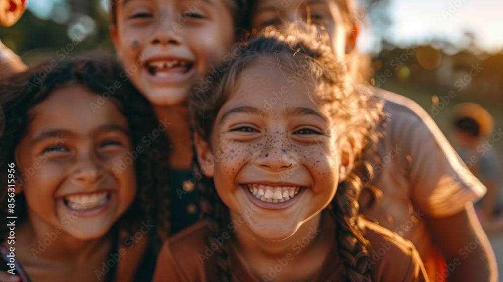 Group Of Children Smiling Brightly, Showcasing Diverse And Joyful Expressions Group Of Children Smiling Brightly, Showcasing Diverse And Joyful Expressions