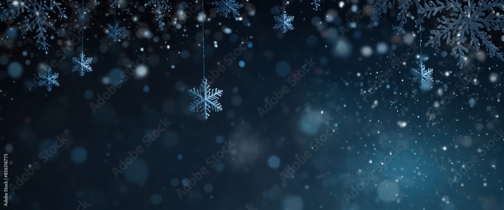 Fototapeta premium blue christmas background with snowflakes.