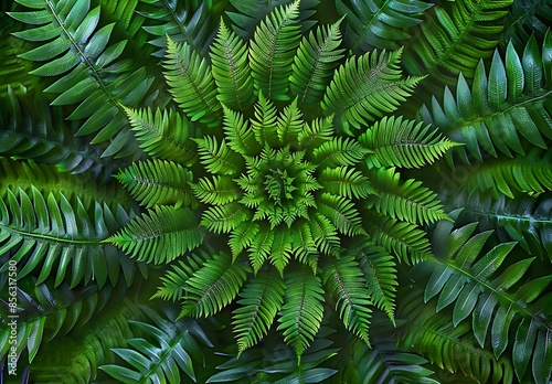 Fern Circle Background: Concentric circles of growth on a New Zealand fern form a useful leaves seamless pattern background.