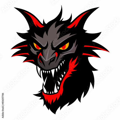 Stunning Angry Dragon Head Vector on White Background