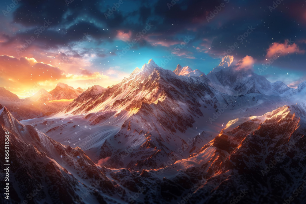 Alpenglow Majesty - Hyperrealistic Mountain Wallpaper