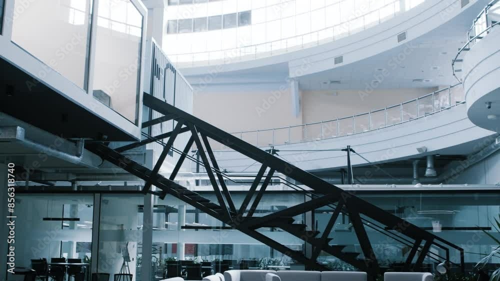 Remote work and empty office. Big rental open space interior Remote work and empty office. Big rental open space interior