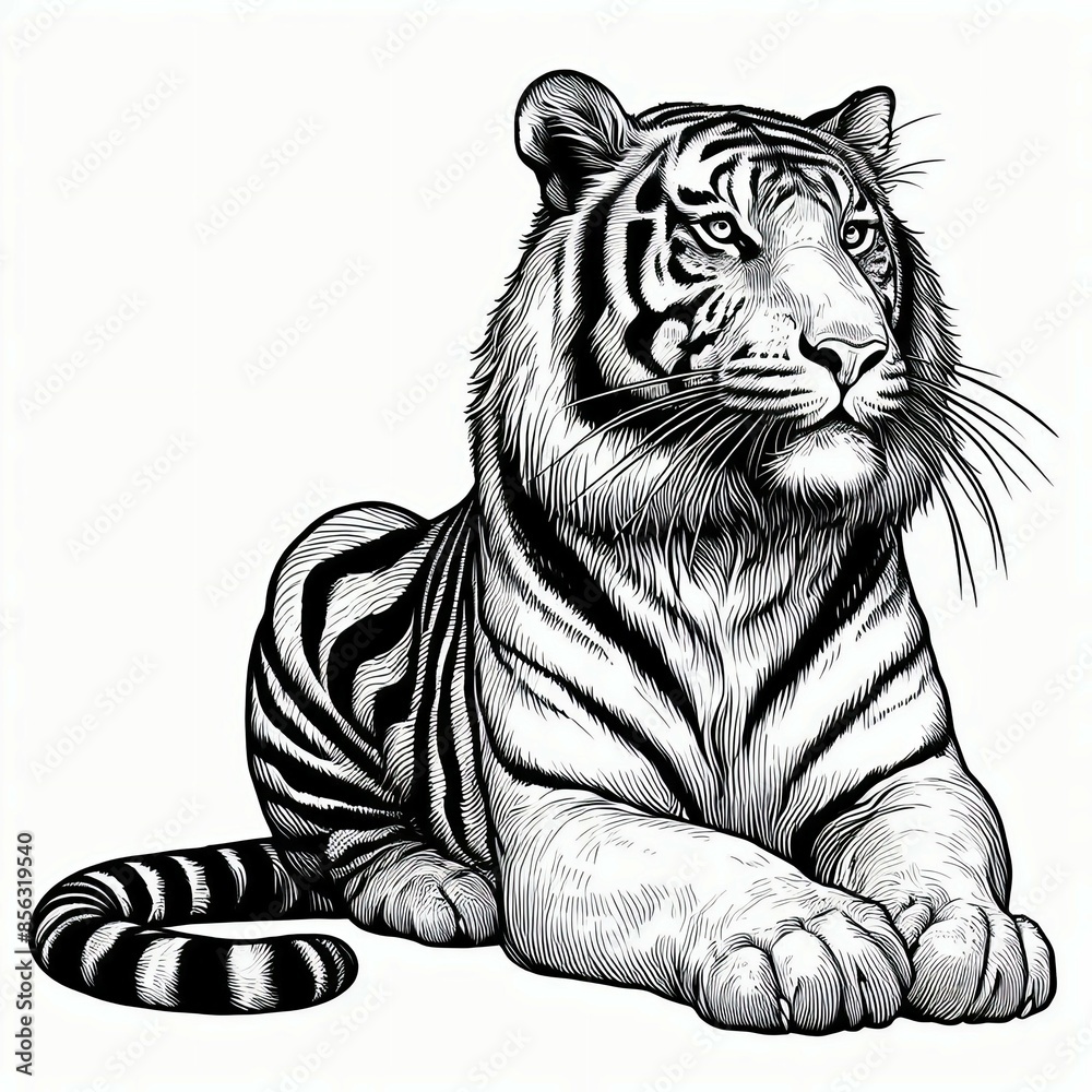 Obraz premium line art tiger