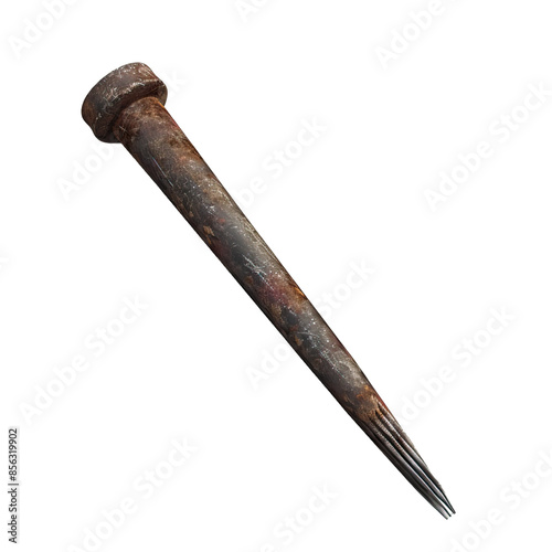 Rusty Nail, for construction and repair projects, Isolated on transparent background PNG