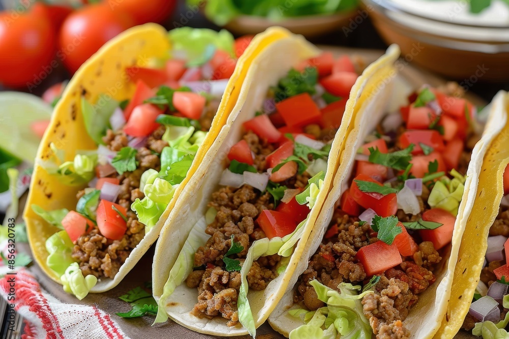 Classic Mexican Tacos with Beef and Fresh Vegetables. Generative AI. Classic Mexican Tacos with Beef and Fresh Vegetables. Generative AI.