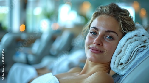Woman Receiving Relaxing Massage at Beauty Salon Generative AI © Alex