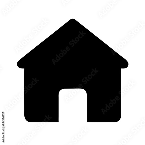 Black vector illustration of a house with a door on a transparent background. Ideal for real estate designs, home graphics, and architectural illustrations