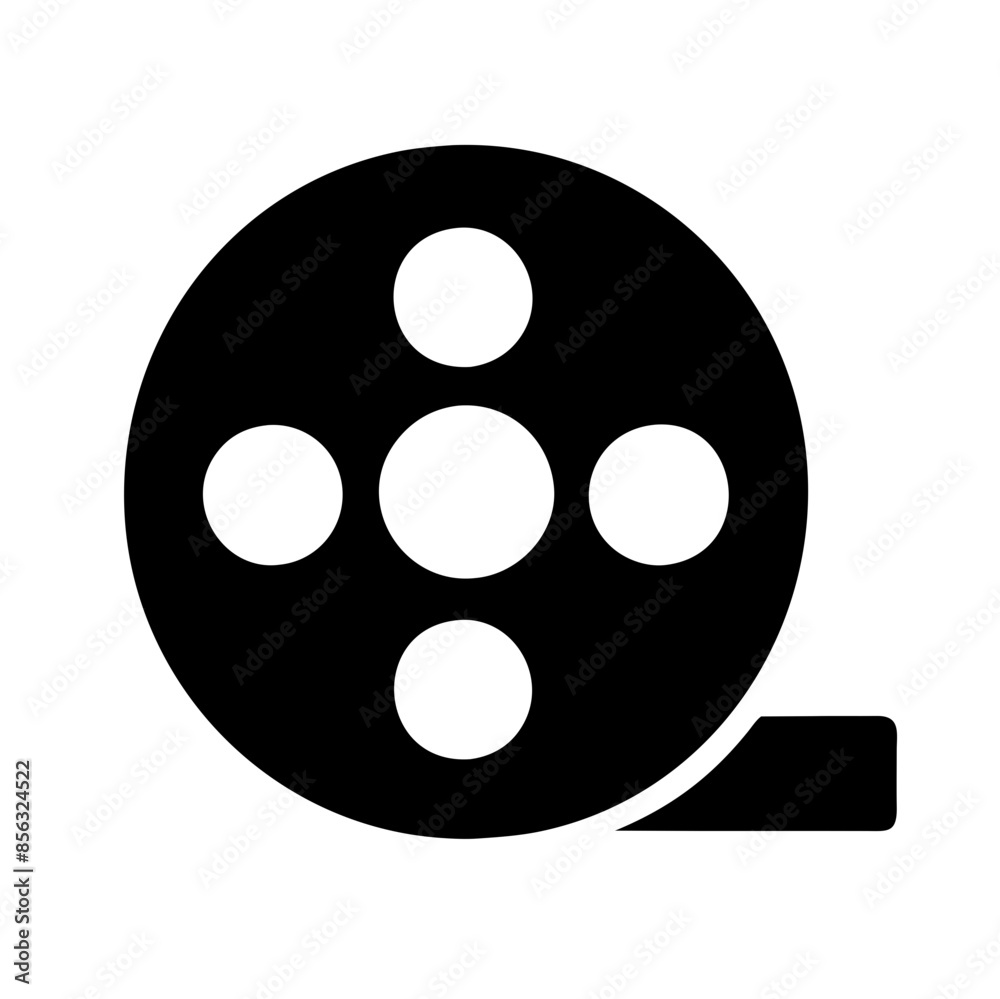 Black vector illustration of a film reel on a transparent background. Suitable for cinema designs, movie promotions, and retro themes graphics Black vector illustration of a film reel on a transparent background. Suitable for cinema designs, movie promotions, and retro themes graphics