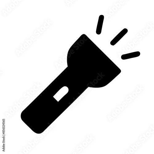 Black vector illustration of a flashlight on a transparent background. Ideal for outdoor, emergency, and adventure  designs