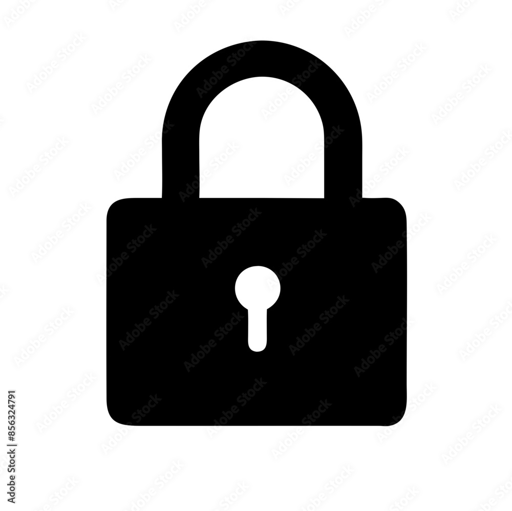 Black vector illustration of a lock with a keyhole on a transparent background. Perfect for security themes designs, privacy concepts, and safety graphics Black vector illustration of a lock with a keyhole on a transparent background. Perfect for security themes designs, privacy concepts, and safety graphics