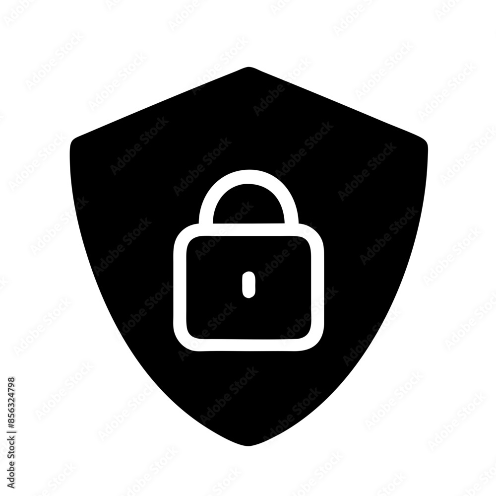 Black vector illustration of a shield with a castle painted on it, on a transparent background. The concept of protection, confidentiality, security Black vector illustration of a shield with a castle painted on it, on a transparent background. The concept of protection, confidentiality, security