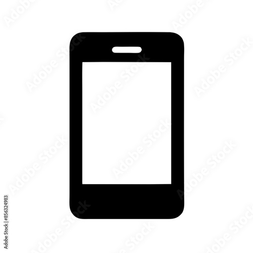 Black and white vector illustration of a cell phone on a transparent background. Perfect for technology projects, app interfaces, communication 