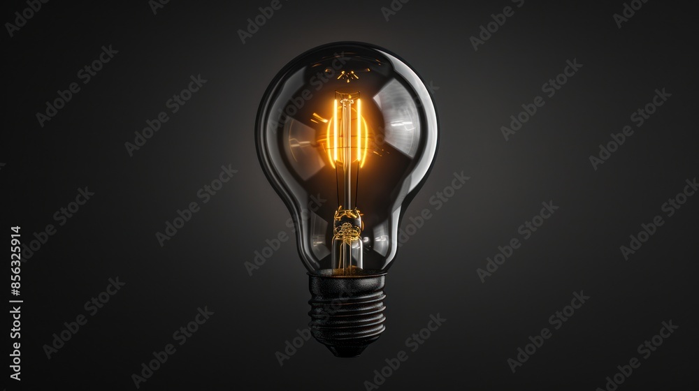 Illuminated LED Light Bulb Against Black Background - Hyper-realistic close-up of a glowing light bulb on a black background, showcasing intricate filament details and modern design. Illuminated LED Light Bulb Against Black Background - Hyper-realistic close-up of a glowing light bulb on a black background, showcasing intricate filament details and modern design.
