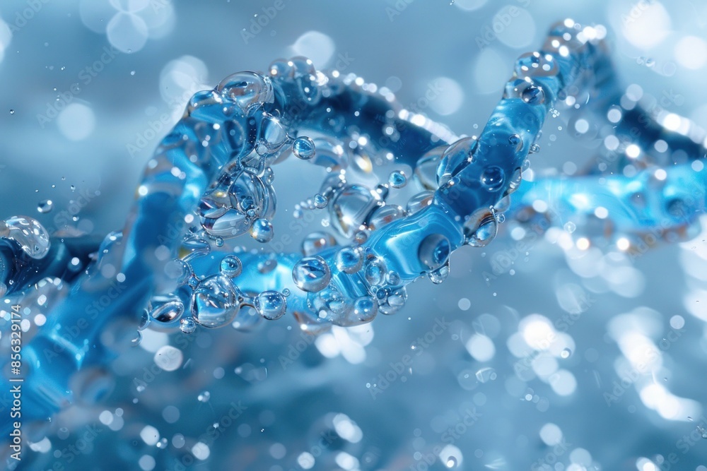 dna chain from pure water. Creative concept for moisturizing cosmetics, hyaluronic acid. ai generative dna chain from pure water. Creative concept for moisturizing cosmetics, hyaluronic acid. ai generative