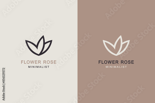 Minimal rose flower icon nature aesthetic logo design.	

