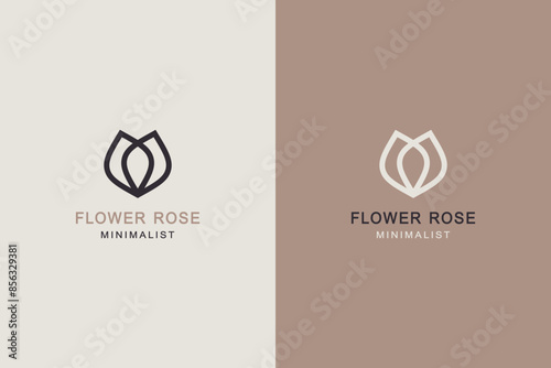 Minimal rose flower icon nature aesthetic logo design.	
