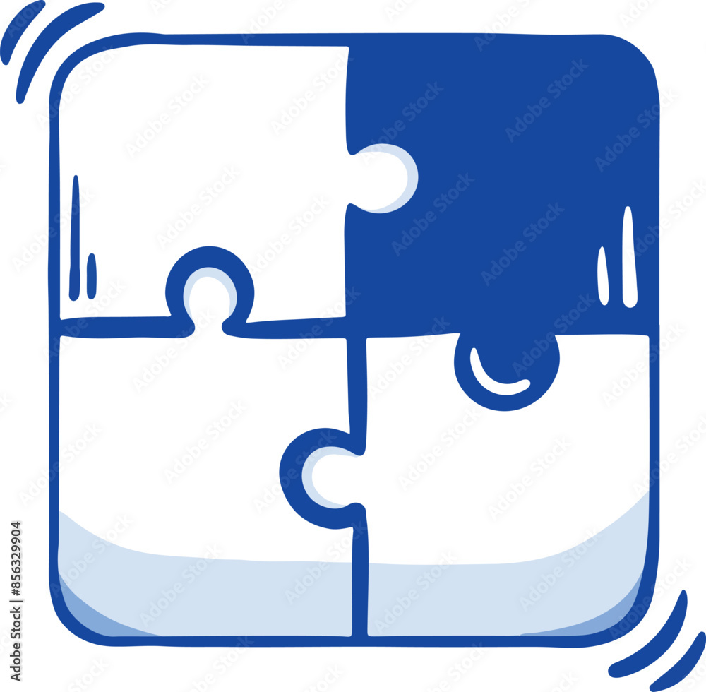 Hand-Drawn Blue Puzzle Piece Illustration Hand-Drawn Blue Puzzle Piece Illustration