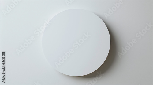 white round frame on a white wall, podium on a flat surface, empty surface, blank for text or product