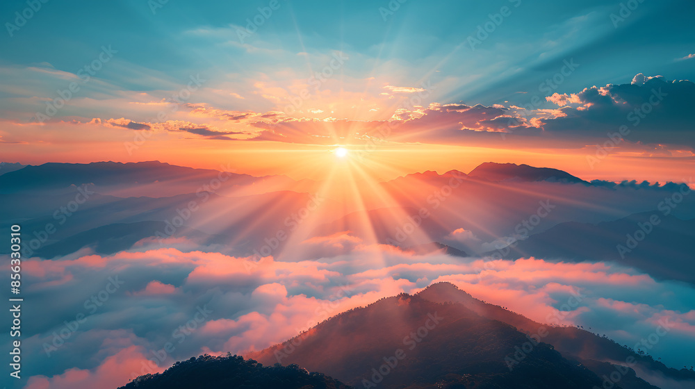 Optimistic Dawn: Sunrise over Misty Mountains Symbolizing Financial Growth and Prosperity Optimistic Dawn: Sunrise over Misty Mountains Symbolizing Financial Growth and Prosperity