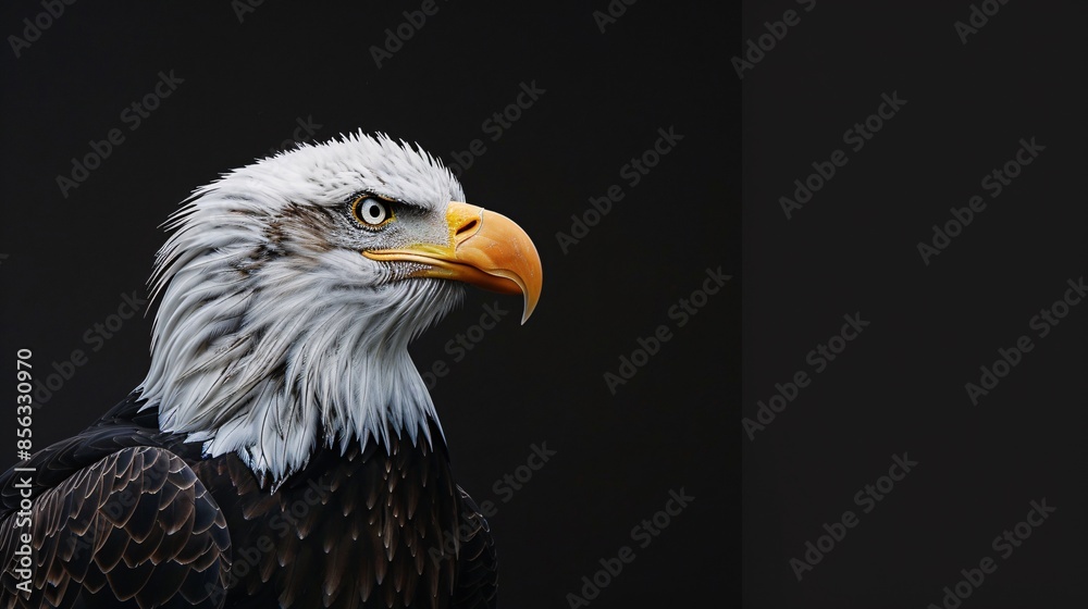 American bald eagle with black background. Close up portrait. American bald eagle with black background. Close up portrait.