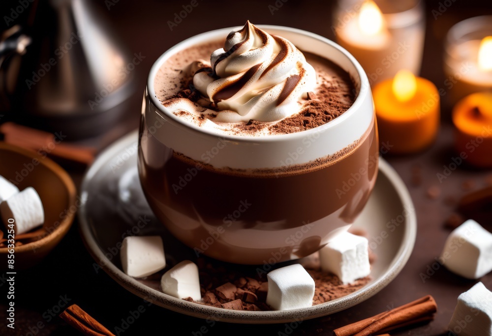 delicious hot cocoa whipped cream marshmallows, drink, sweet, dessert, chocolate, beverage, frothy, cozy, comforting, winter, indulgent, creamy, topping, sugary