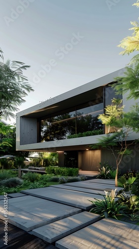 Contemporary Brazilian architecture: Minimalist design with black aluminum windows and scenic glass facade