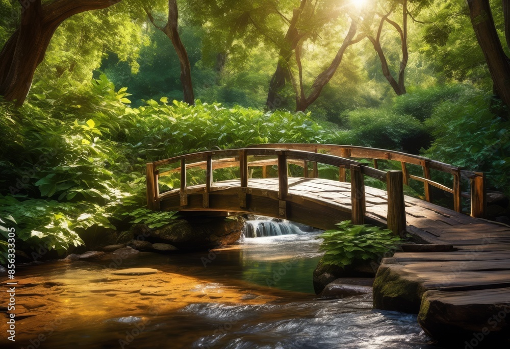 rustic bridge over bubbling stream, arch, archway, boardwalk, brook, built, calm, charming, connection, countryside, creek, crossing, environment rustic bridge over bubbling stream, arch, archway, boardwalk, brook, built, calm, charming, connection, countryside, creek, crossing, environment