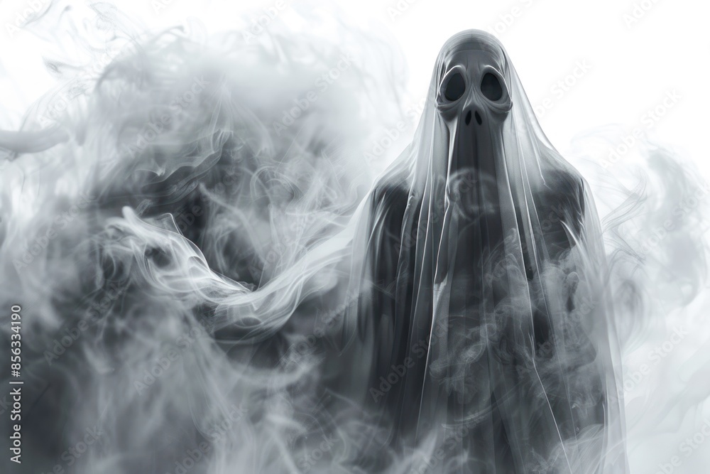 a scary white ghost white sheet Isolated on white background. ai generative a scary white ghost white sheet Isolated on white background. ai generative