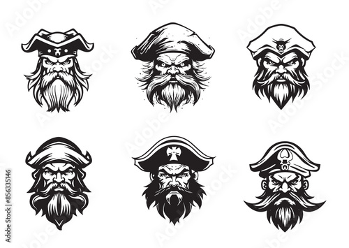 Pirate portrait logo abstract sketch hand drawn